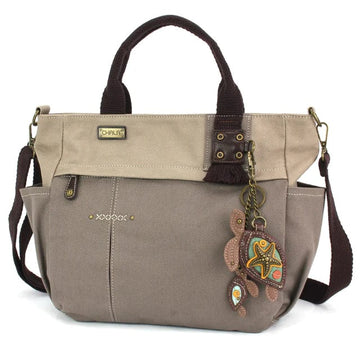 Chala Tote Bag Gray CHALA Multi Pocket Canvas Tote with choice of ANY keychain